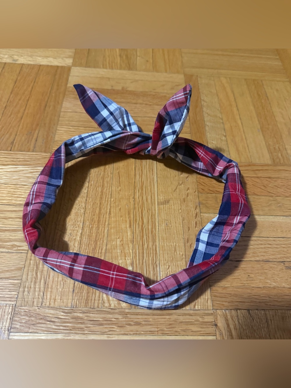 Plaid Knot Headband for Kids - Red, Blue & White